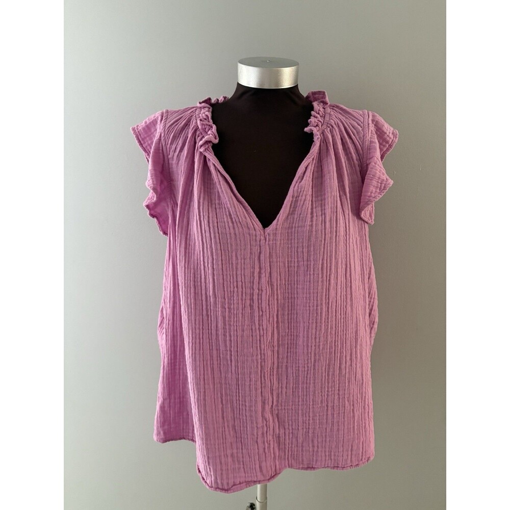 Old Navy Top 3X Pink Flutter Sleeve Gauze Lightweight Whimsigoth Boho Beach